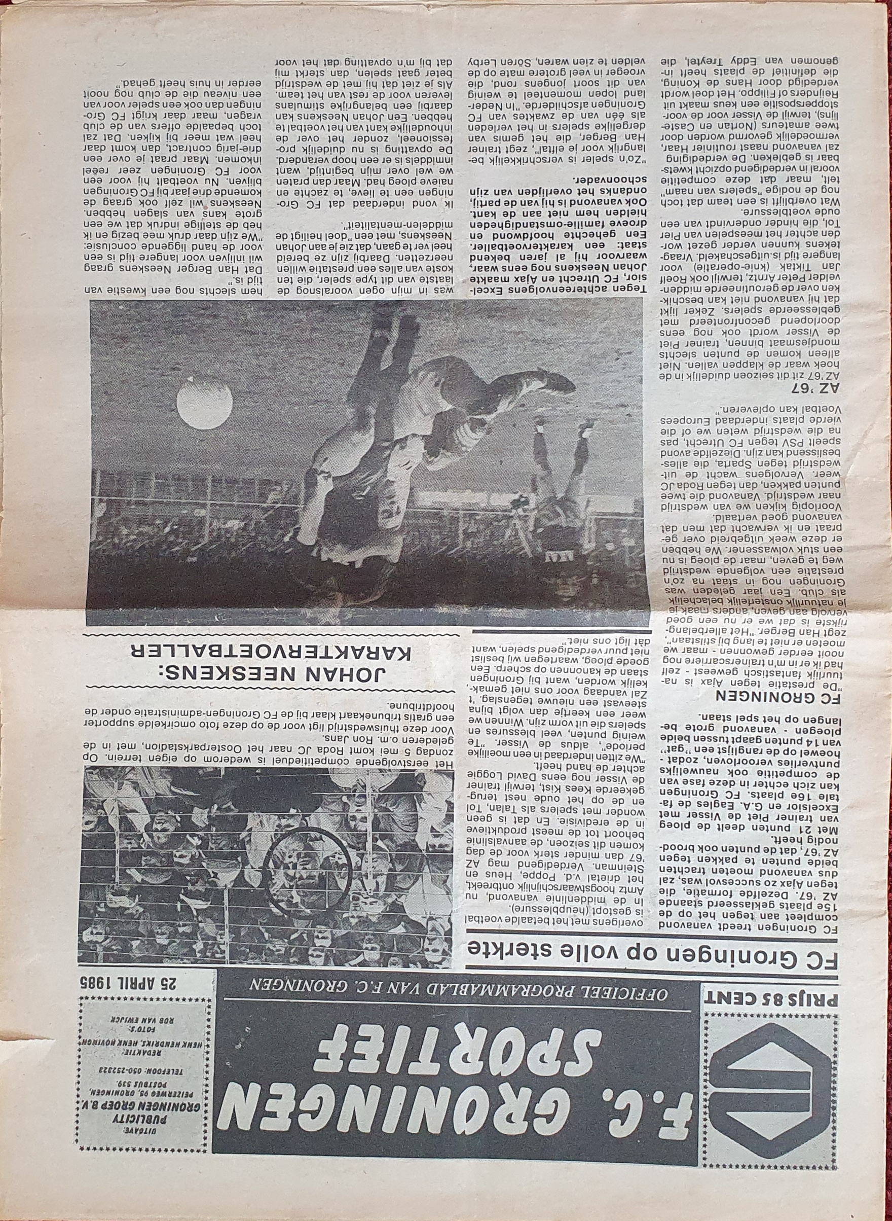 AZ Programma 25-apr-1985 Groningen uit